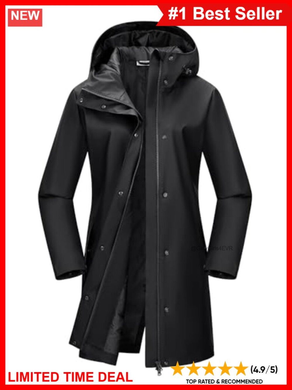 Waterproof Long Rain Jacket Windbreaker Trench Coat Outdoor Hiking